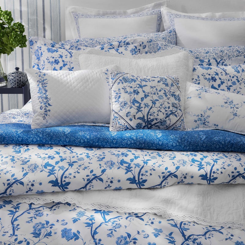 Laura Ashley - Queen Comforter Set, Soft & Reversible Cotton Bed Set, 4 Piece Floral Bedding with Matching Pillowcases & Bonus Bed Skirt (Charlotte Blue) - Image 3